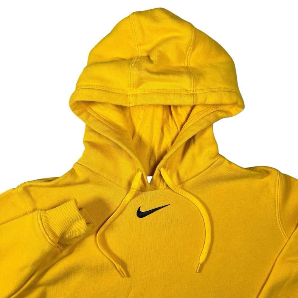 Y2K Nike Center Swoosh Yellow Hoodie Men’s Large Rare Pullover Fleece 598575-716